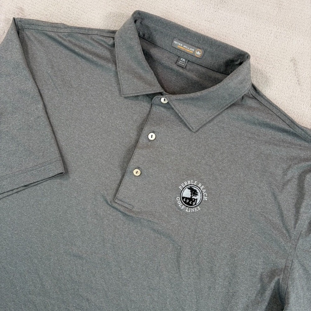 Peter Millar x Pebble Beach Golf Links Jersey Polo Shirt in Grey Men 2XL NWOT